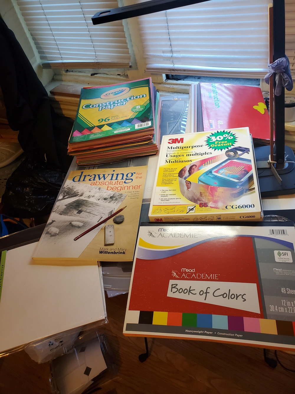 Mixed Craft & Art Lot: 3M Film, Drawing Book, Construction Paper & Grafix Chipbo